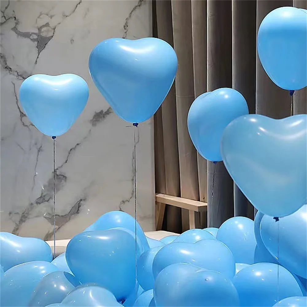 20Pcs Heart Shaped Balloons Red Pink Black Latex Balloon for DIY Valentine's Day Engagement Wedding Party Anniversary Decoration