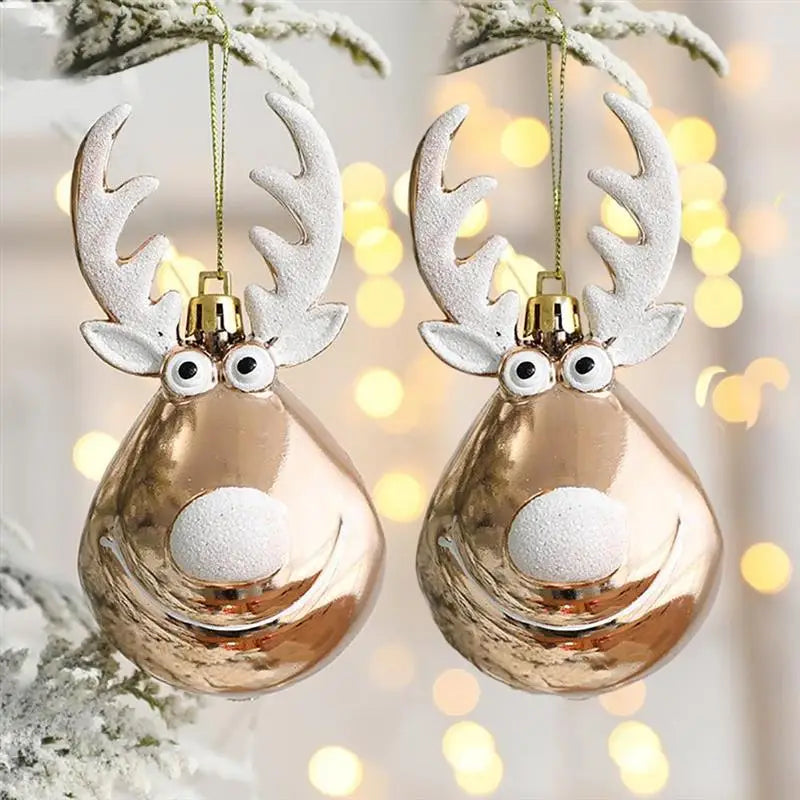 2pcs Elk Christmas Balls Ornaments Xmas Tree Hanging Bauble Pendant Christmas Decorations for Home New Year Party Navidad 2024