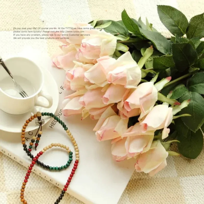 Fresh PU Rose Artificial Flowers Real Touch Home Decorations Indoor Wedding Party Valentine's Day Birthday Gift