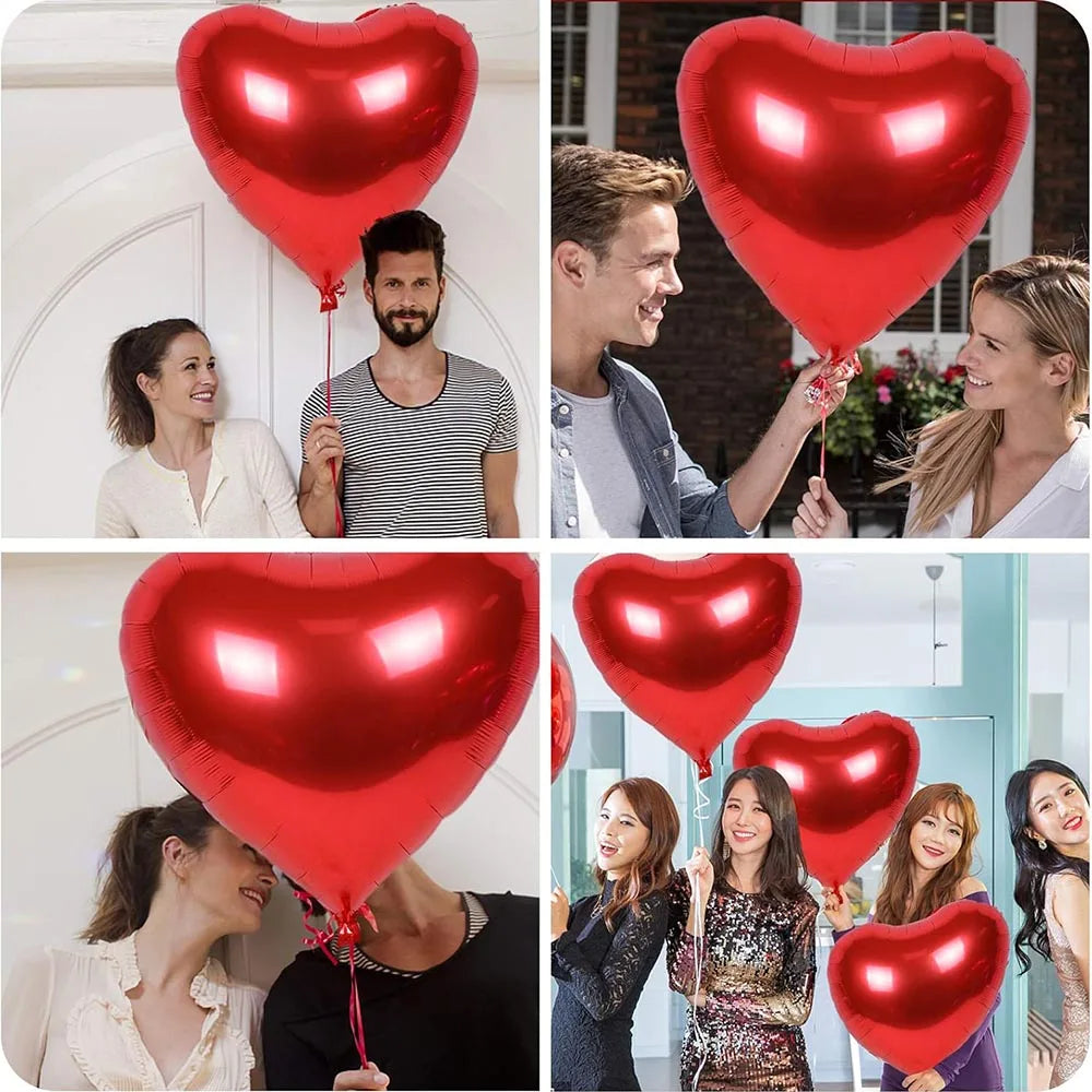 2/4/8pcs 32 Inches Large Heart Shaped Balloons Huge Red Foil Balloons Valentine's Day Love Balloons for Wedding Decorations