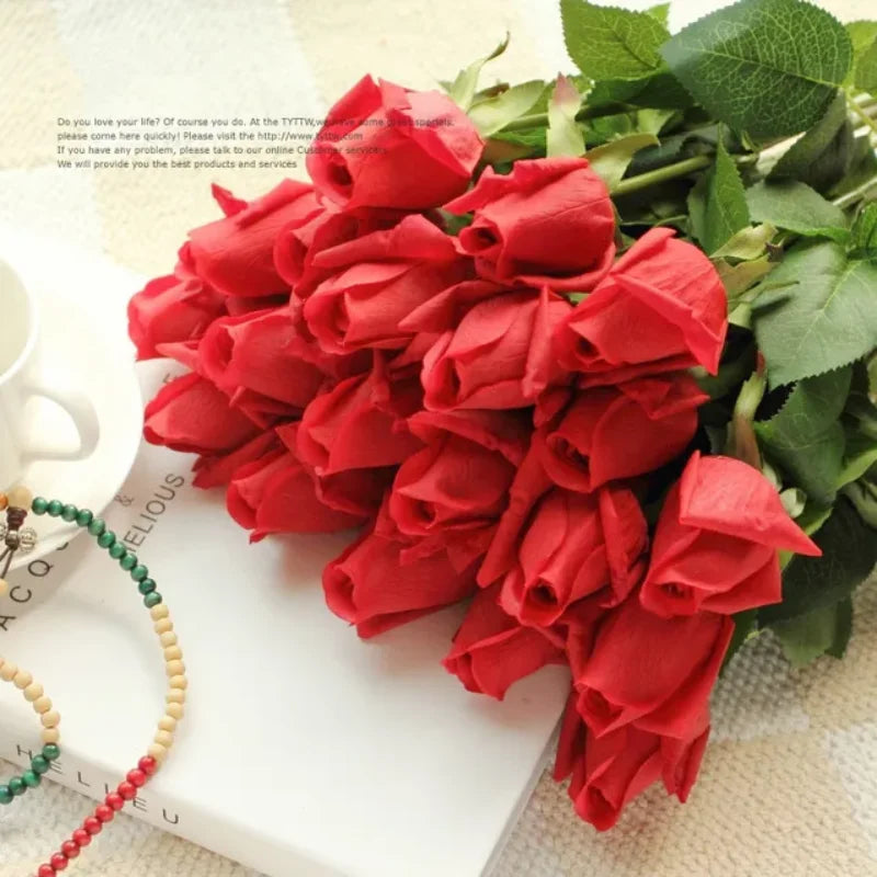Fresh PU Rose Artificial Flowers Real Touch Home Decorations Indoor Wedding Party Valentine's Day Birthday Gift