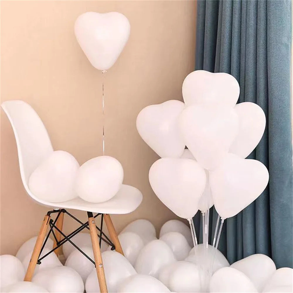 20Pcs Heart Shaped Balloons Red Pink Black Latex Balloon for DIY Valentine's Day Engagement Wedding Party Anniversary Decoration