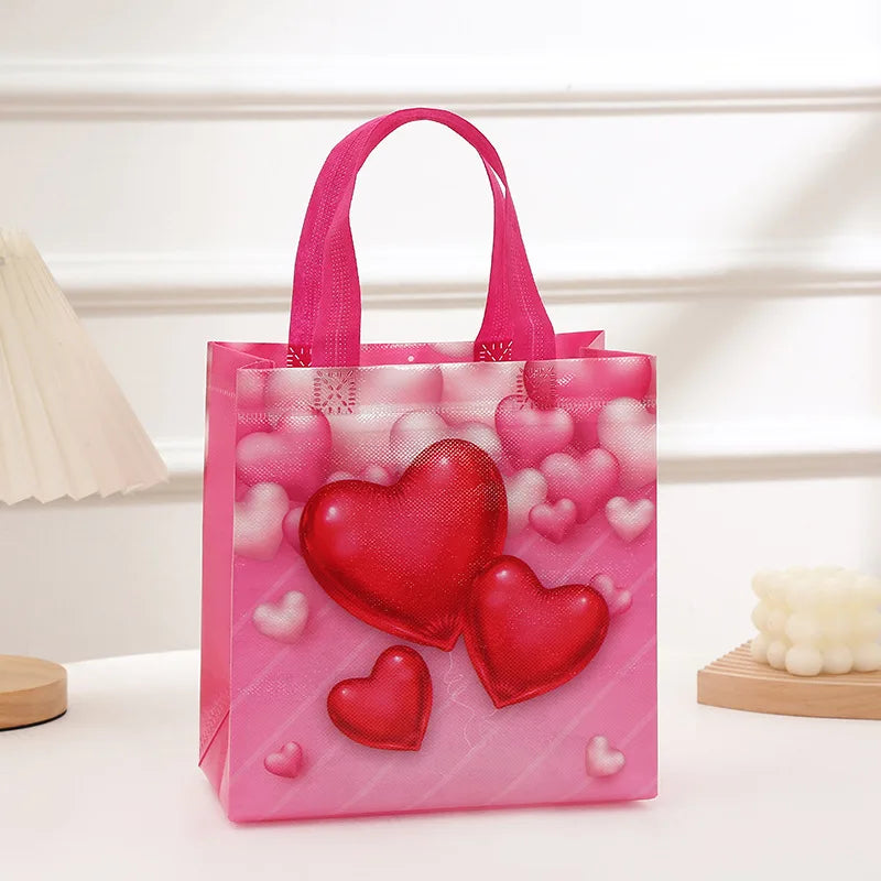 StoBag, Valentine’s Day Themed Gift Tote Bags, Eco-Friendly Non-Woven, 12/30Pcs, Perfect for Romantic Gifting and Party