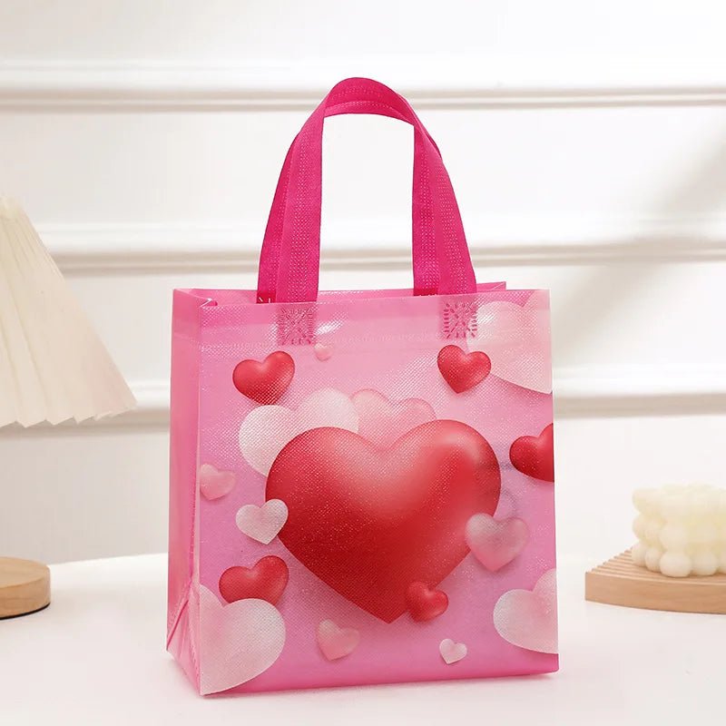 StoBag, Valentine’s Day Themed Gift Tote Bags, Eco-Friendly Non-Woven, 12/30Pcs, Perfect for Romantic Gifting and Party