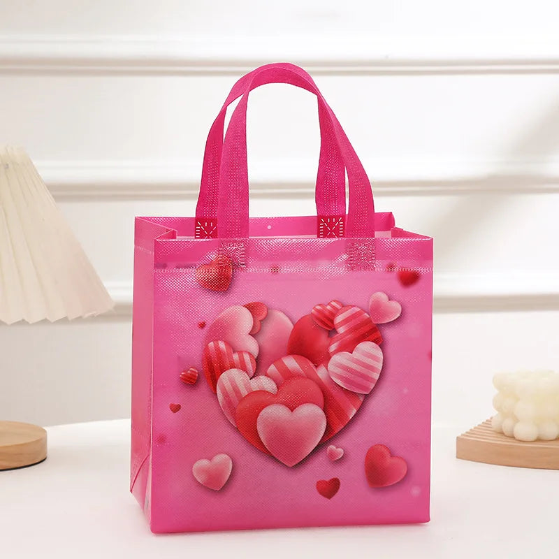 StoBag, Valentine’s Day Themed Gift Tote Bags, Eco-Friendly Non-Woven, 12/30Pcs, Perfect for Romantic Gifting and Party