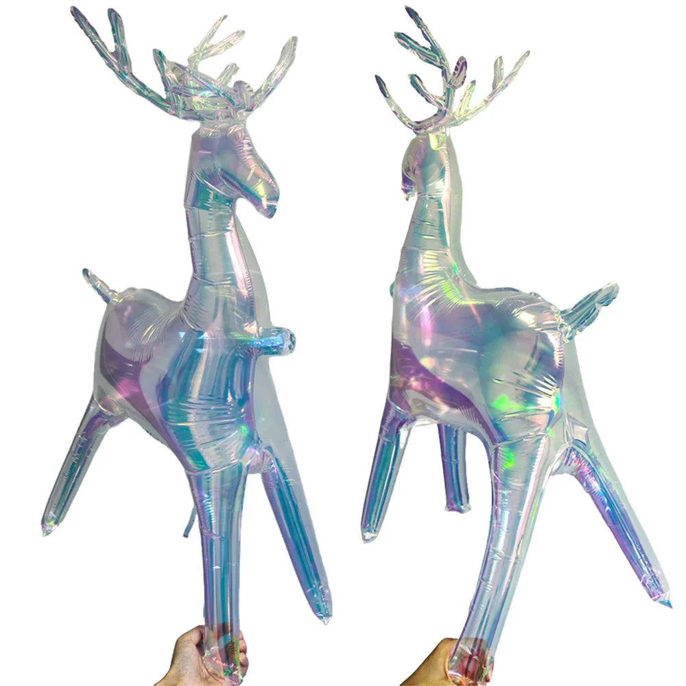 Christmas Colorful Transparent Deer Balloon Elk Inflatable Standing Walking Reindeer Foil Balloons Xmas New Year Party Decorati