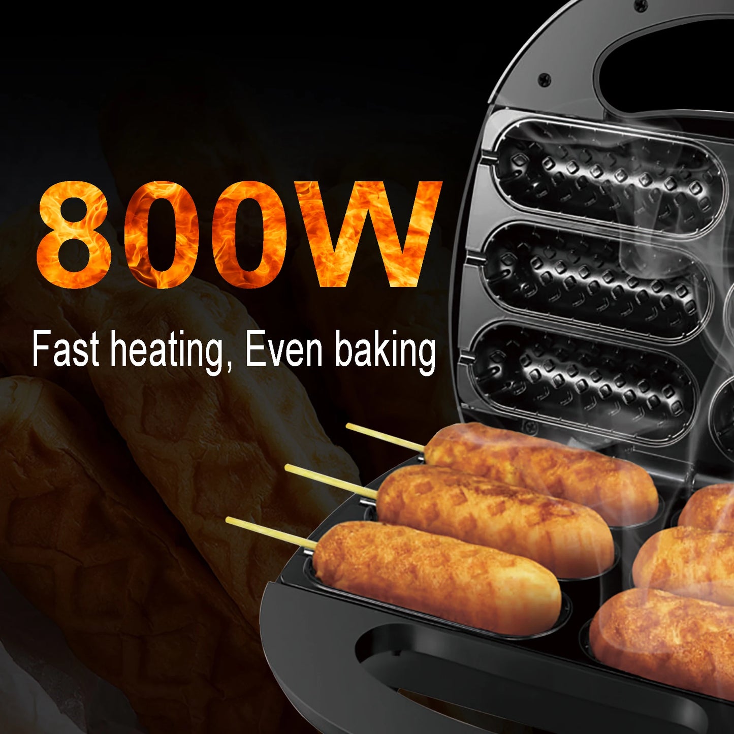800W Electric Hotdog Machine Maker Iron Stainless Steel Hot Dog Plate Non-stick Breakfast Cake Maker Machine 220V Sonifer