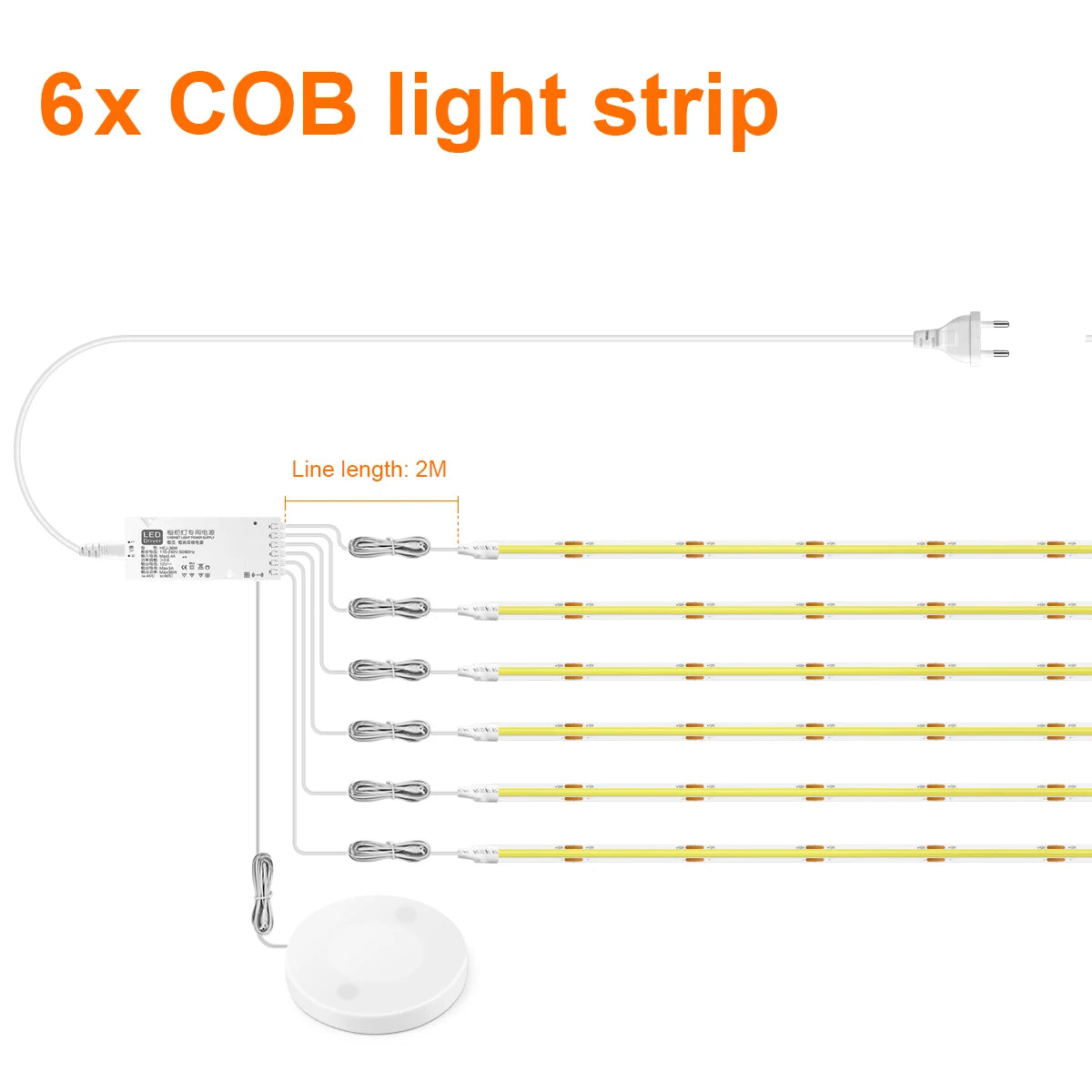 Dimmable LED Cabinet Light COB Strip Kitchen Shelf Pantry Showcase Bedroom Closet Backlight Lamp Hand Touch Motion Sensor Switch