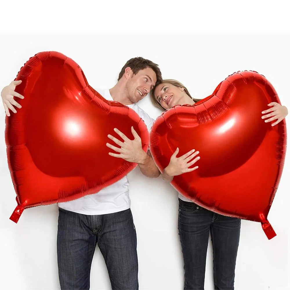 2/4/8pcs 32 Inches Large Heart Shaped Balloons Huge Red Foil Balloons Valentine's Day Love Balloons for Wedding Decorations