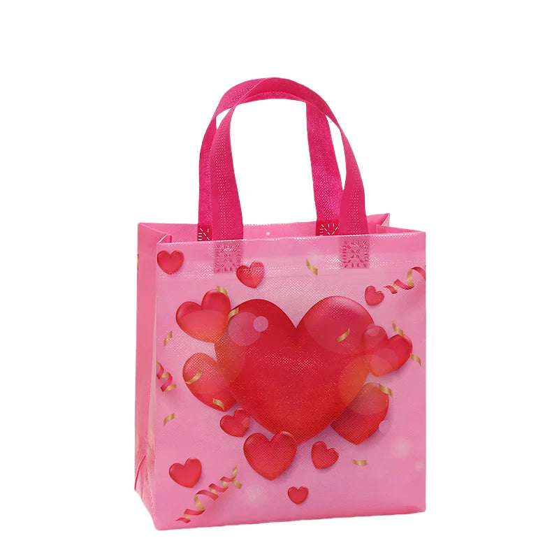 StoBag, Valentine’s Day Themed Gift Tote Bags, Eco-Friendly Non-Woven, 12/30Pcs, Perfect for Romantic Gifting and Party