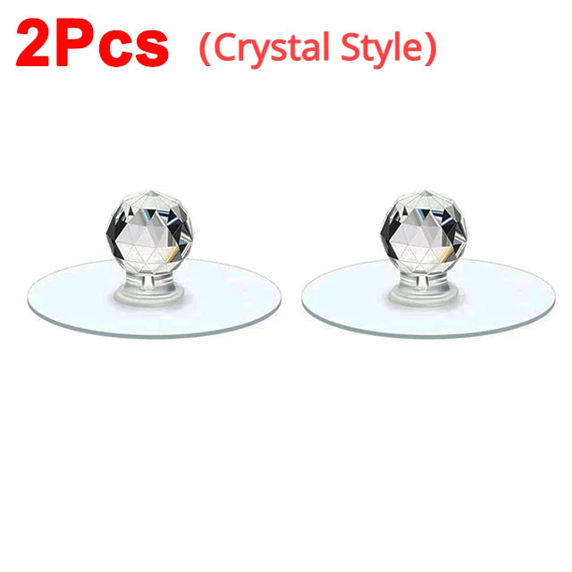 10/2PCS Transparent Crystal Door Knobs Cabinet Drawer Door Knobs Handles Self-adhesive Handle with Hook Function Door Wall Decor