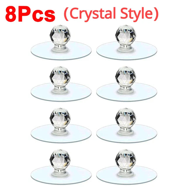 10/2PCS Transparent Crystal Door Knobs Cabinet Drawer Door Knobs Handles Self-adhesive Handle with Hook Function Door Wall Decor