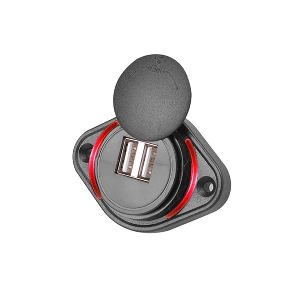 12-24V 3.1A Dual USB Charger Power Socket Adapter Charging Panel Mount for Motorbike Car Boat ATV UTV Camper Caravans