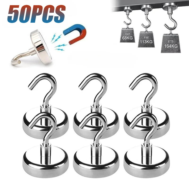 15PCS Powerful Magnetic Hooks Multi-Purpose Storage Hooks Home Kitchen Bar Storage Key Storage Bathroom Accessories