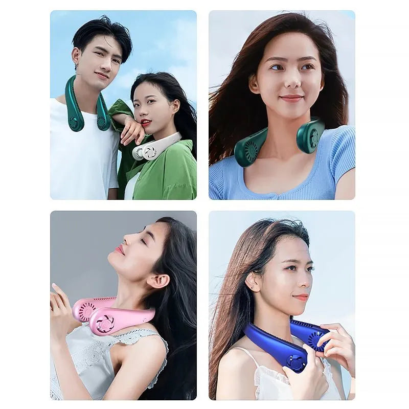 1PC Fan Long Battery Lif New Mini Neck Portable No Bladeless Hanging Neck Rechargeable Air Cooler 3 Speed Mini Summer Sport Fan