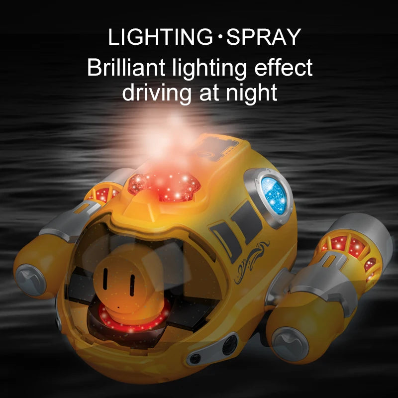 2.4GHz Remote Control Motorboat Waterproof Spray Swimming Pool Bathing RC Steamboat Toys For Boys And Girls Children's Gift