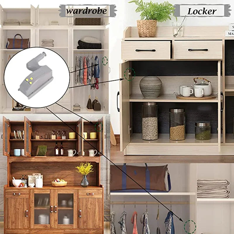 20/5PCS Under Cabinet Light LED Inner Hinge Lamp Universal Wardrobe Cupboard Door Sensor Light Bedroom Kitchen Closet Night Lamp