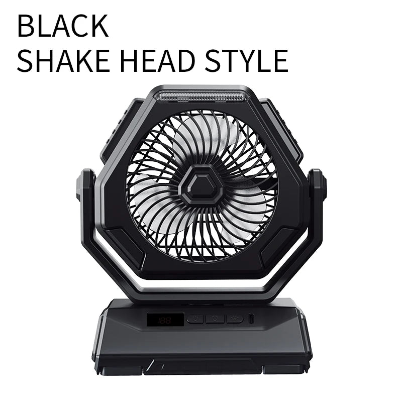 2024 New 6000mAh Camping Fan Rechargeable Outdoor Fan Ceiling Oscillating Fan Portable Air Conditioner Air Cooler with Lighting