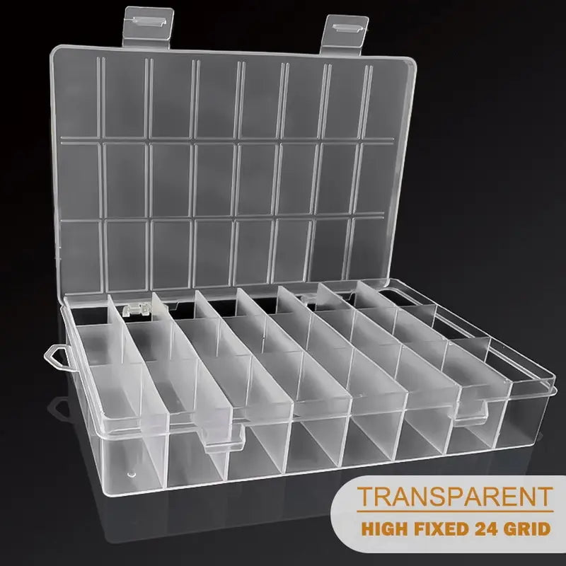 24 Grids Compartment Plastic Storage Box Jewelry Earring Box Bead Screw Container Home Storage Case Display Organizer Container