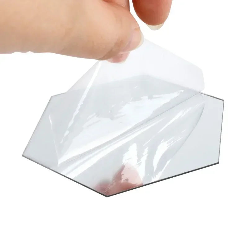 24Pcs Hexagon Mirror Wall Sticker Removable Wall Decals Acrylic Decorative Mirror DIY Decorations for Home Bedroom Living Room