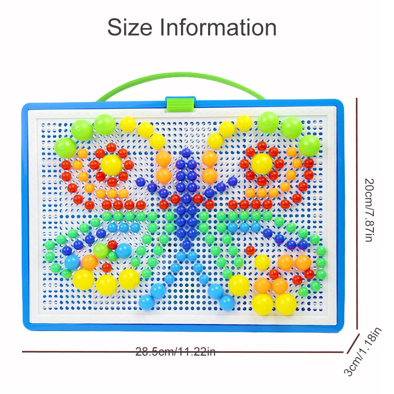 296pcs Mushroom Nail 3D Puzzle Blocks Kids Montessori Games Color Cognition Intellectual Educational Toys for Children Gifts