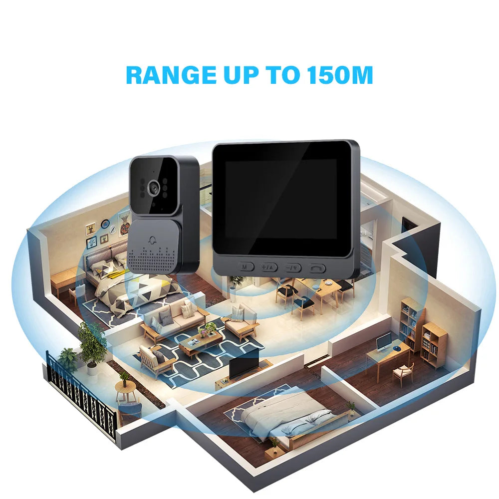 4.3 Inch WiFi Video Doorbell Wireless HD Screen Camera Security Smart Home Door Bell Infrared night vision Intercom for Home
