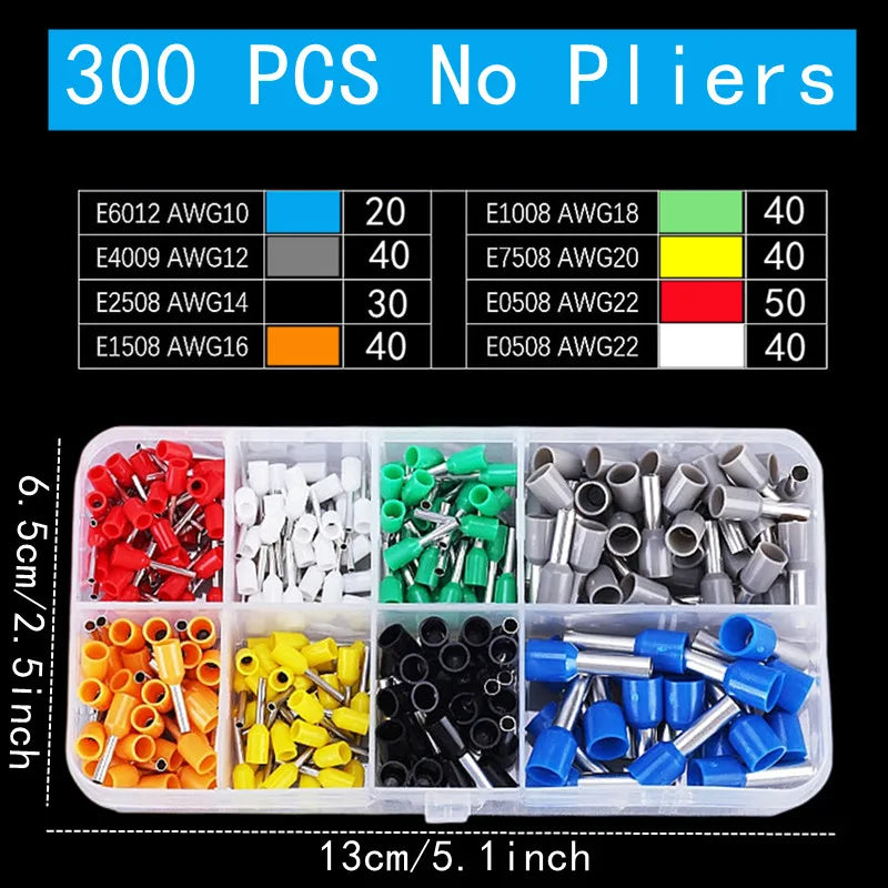 400-2120PCS Box,VE Tubular Crimp Terminals,Wire Insulated Terminator,Block Cord End Connector,Electrical Tube Terminal