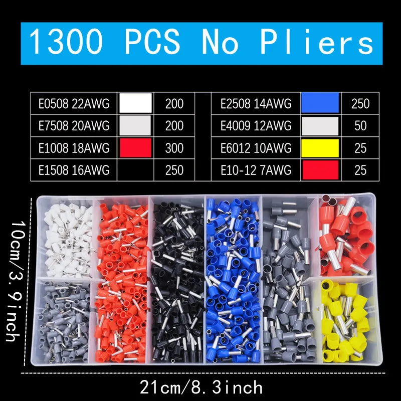 400-2120PCS Box,VE Tubular Crimp Terminals,Wire Insulated Terminator,Block Cord End Connector,Electrical Tube Terminal
