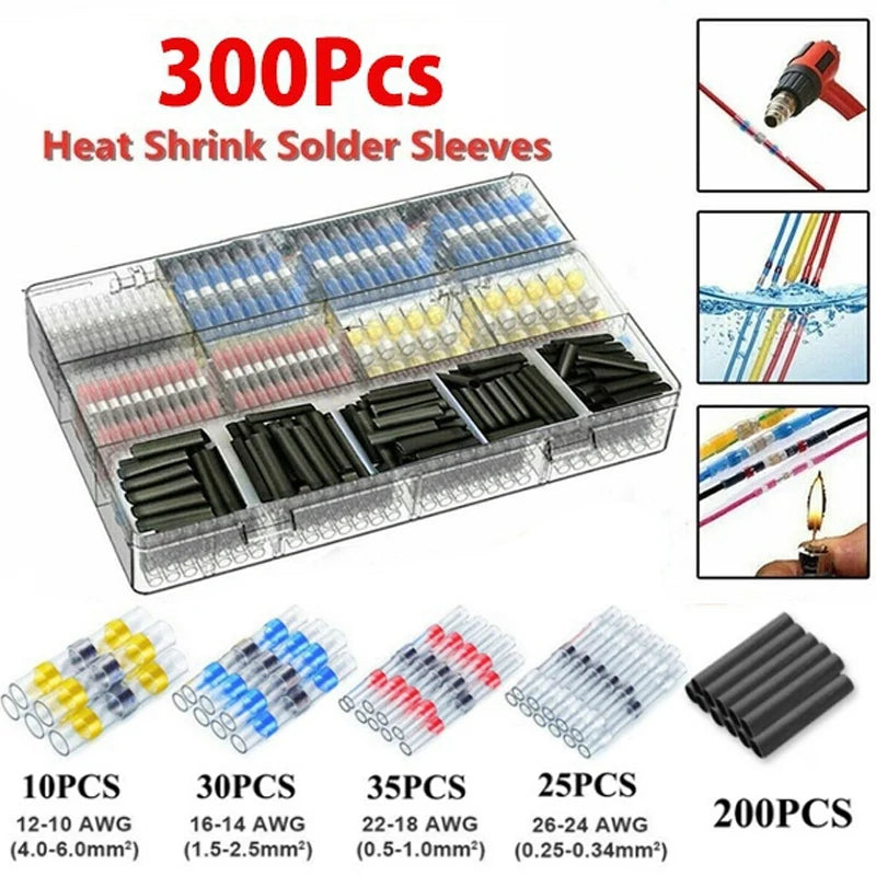 50-1000Pcs Solder Seal Wire Connectors Heat Shrink Waterproof Solder Butt Connectors Solder Connector Kit Auto Marine Insulated