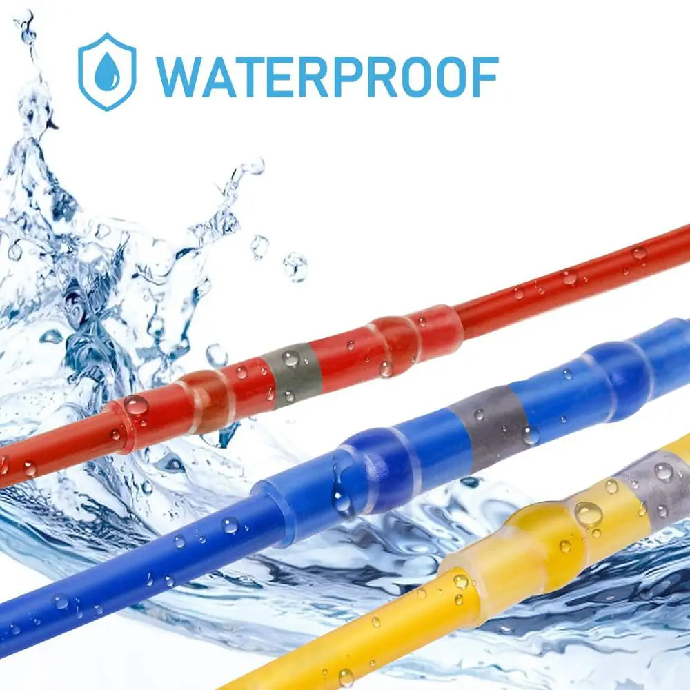 50-1000Pcs Solder Seal Wire Connectors Heat Shrink Waterproof Solder Butt Connectors Solder Connector Kit Auto Marine Insulated