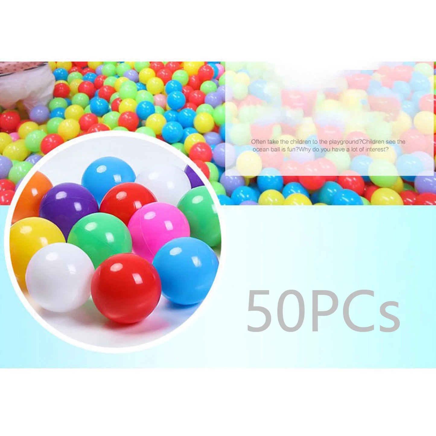 50/100Pcs Eco-Friendly Colorful Ball Pit Soft Plastic Ocean Balls Water Pool Ocean Wave Ball Outdoor Toys For Children Kids Baby