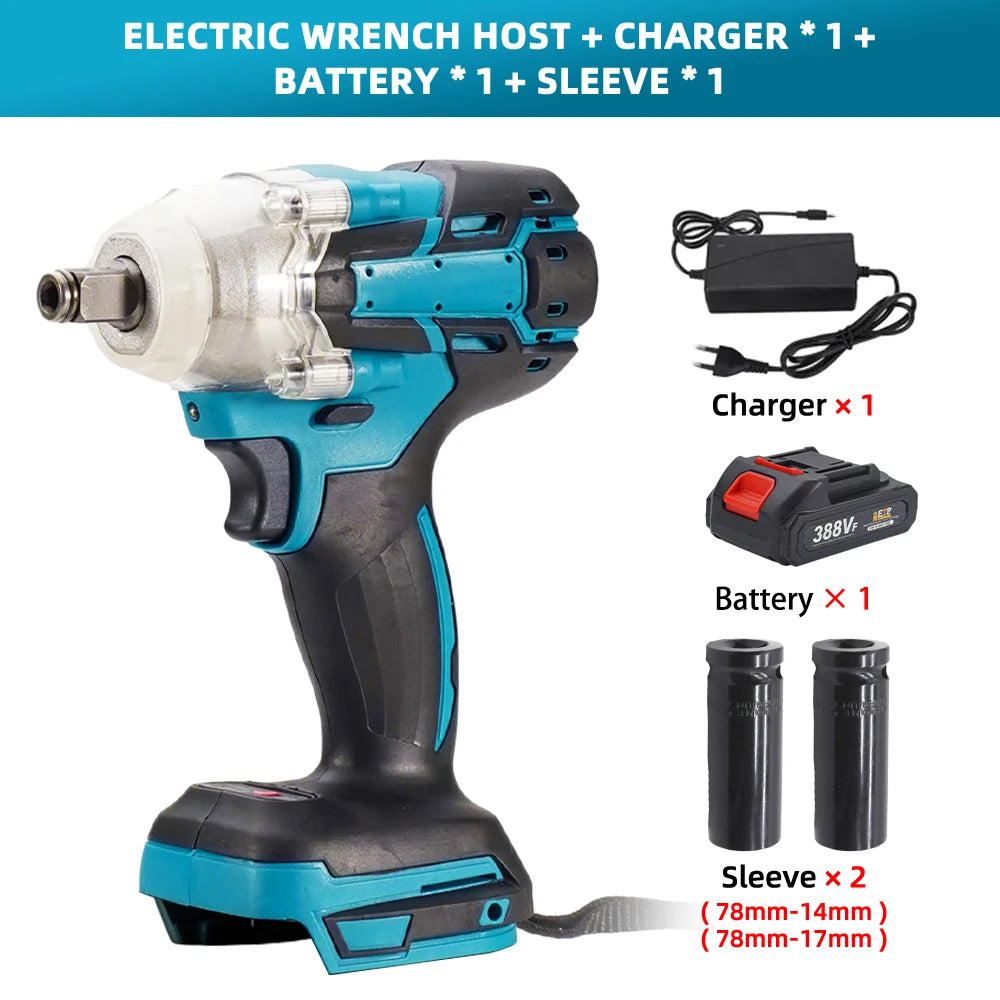520N.m Cordless Electric Impact Wrench Brushless Electric Wrench Hand Drill Socket Power Tool For Makita 388V Battery