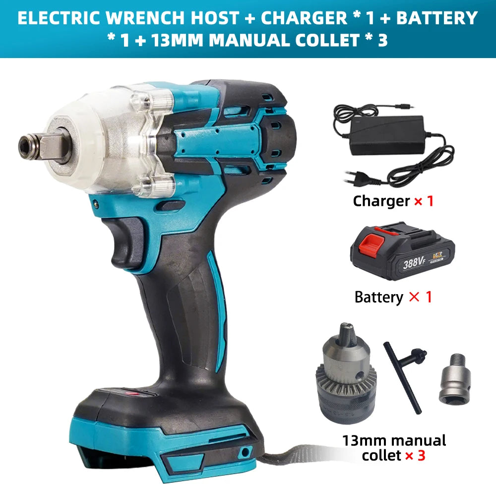 520N.m Cordless Electric Impact Wrench Brushless Electric Wrench Hand Drill Socket Power Tool For Makita 388V Battery