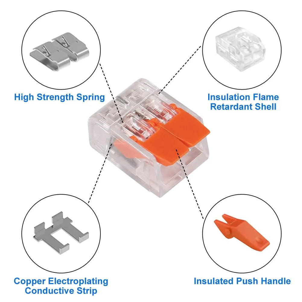 75pcs Wire Block Clamp Terminal Cable For 221 Electrical Connectors Reusable Mini Quick Home Wire Terminal Connector