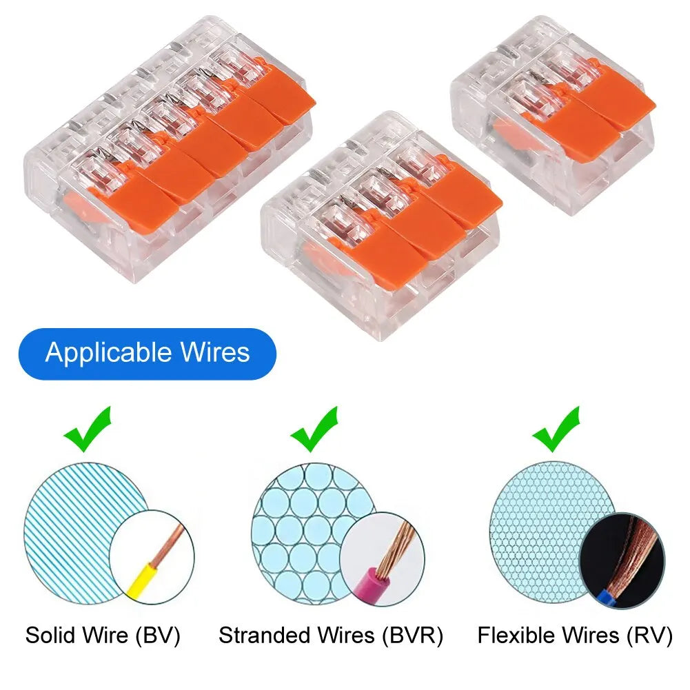 75pcs Wire Block Clamp Terminal Cable For 221 Electrical Connectors Reusable Mini Quick Home Wire Terminal Connector