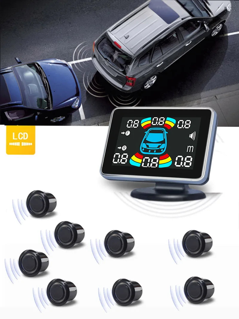 8 Parking Sensor Parktronic Car Automobile Reversing Backup Radar Electronics Rear Auto Detector Backing Assistance GPS Kit