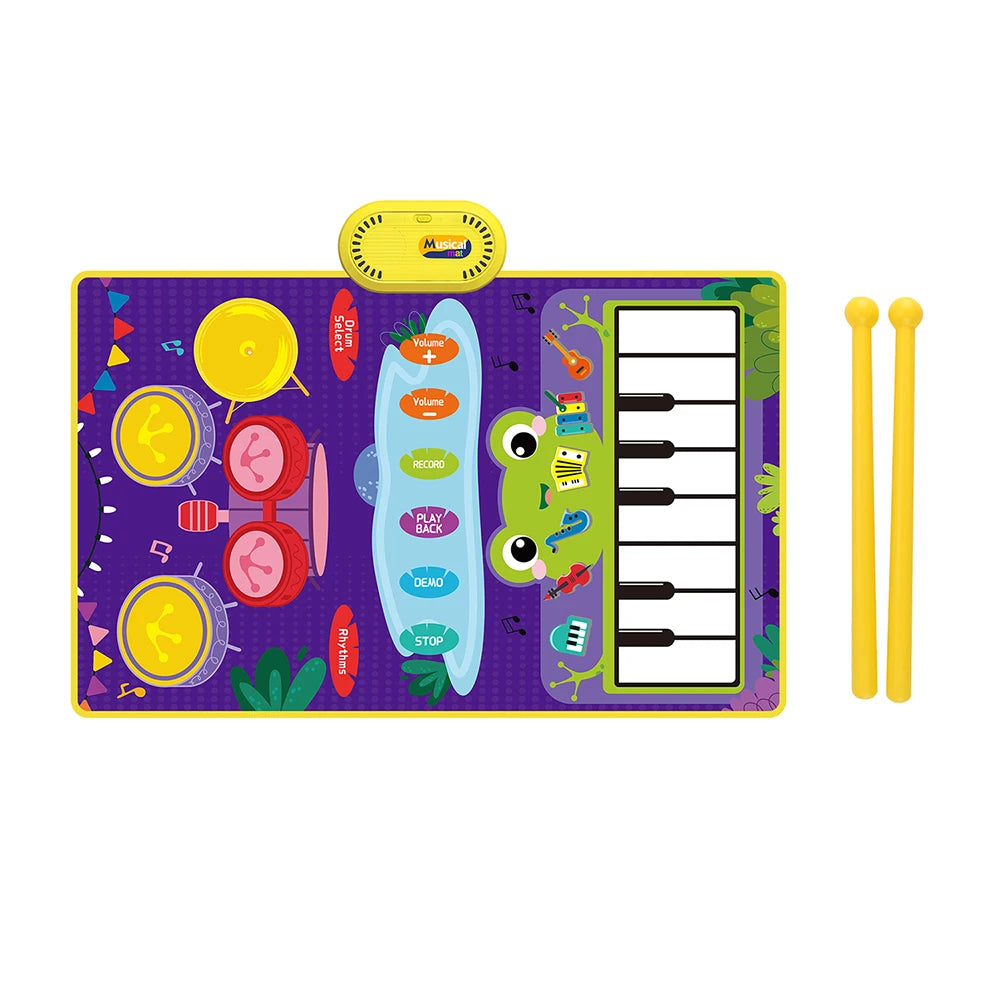 80x50cm Music Play Mat for Kids Toddlers Floor Piano Keyboard Drum Toys Dance Mat with 6 Instruments Sounds Educational Toys