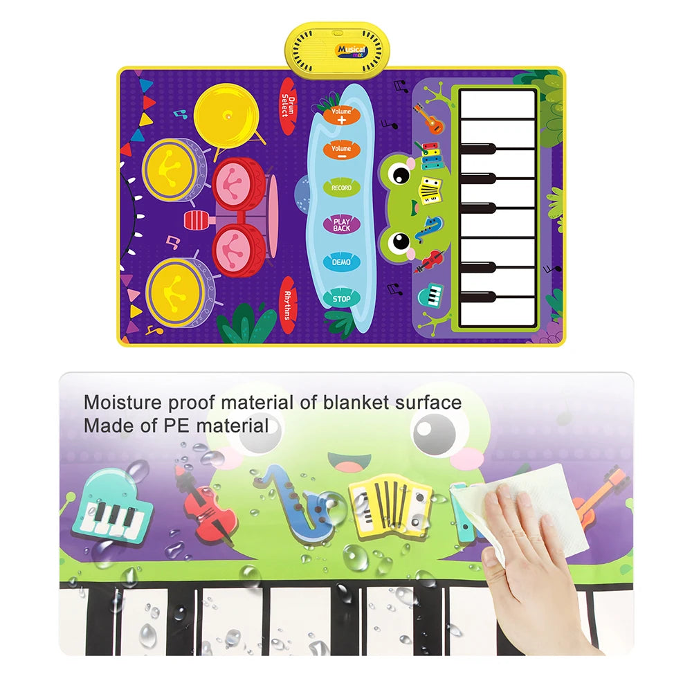 80x50cm Music Play Mat for Kids Toddlers Floor Piano Keyboard Drum Toys Dance Mat with 6 Instruments Sounds Educational Toys