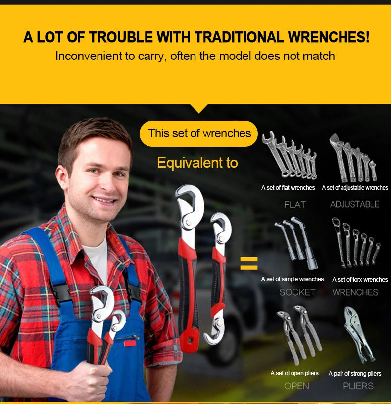 9-32mm Universal Wrench Tool Adjustable Universal Multi-Function Portable Torque Ratchet Oil Filter Opening Spanner Hand Tools