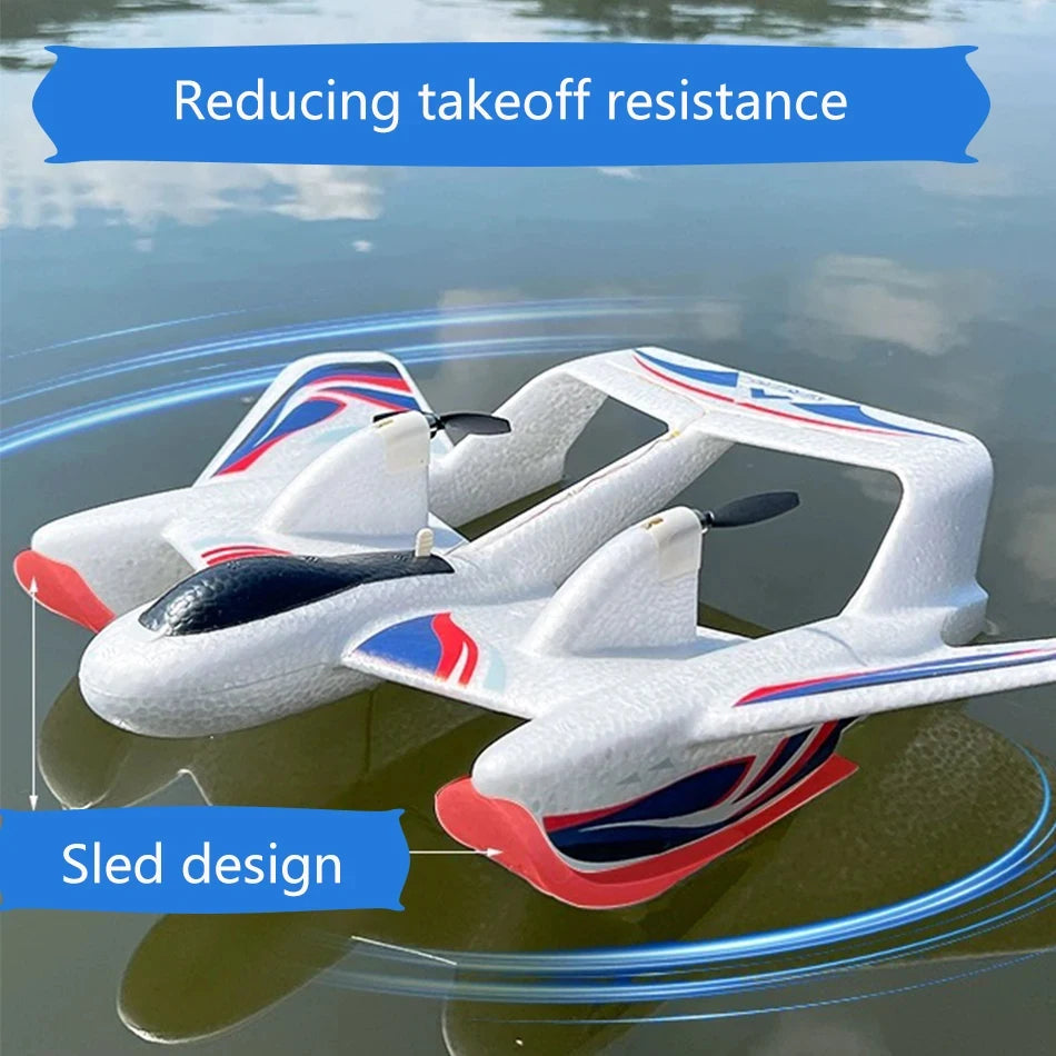 Amphibious Waterproof Gyro Stabilized EPP Foam Fixed-Wing Glider Aircraft RC Plane with LED Lights 2.4G Radio Control Airplane