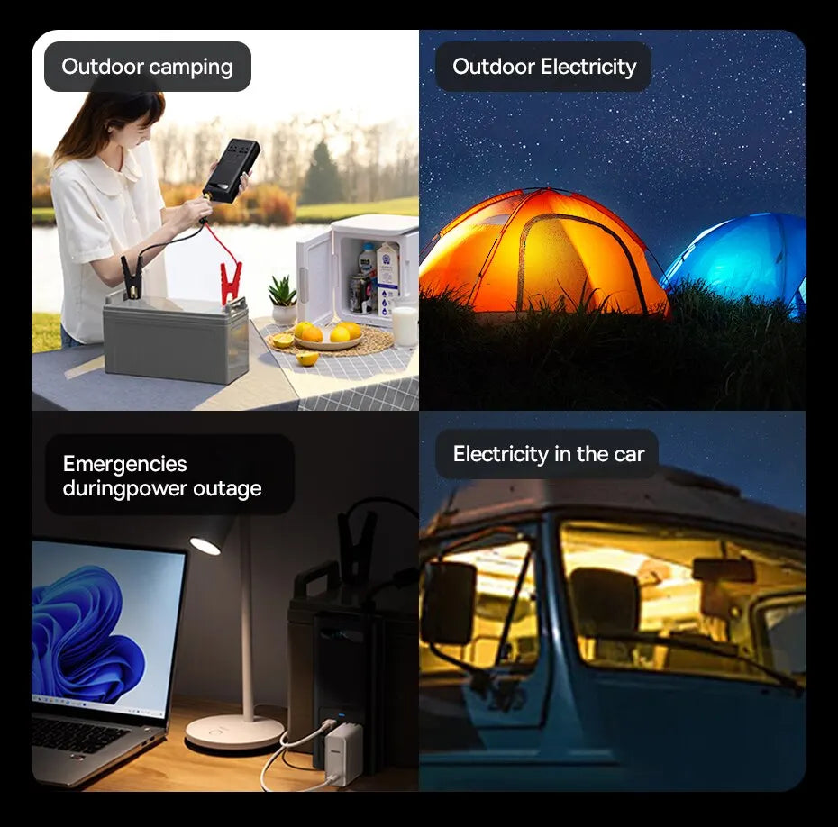 Baseus Car Inverter 300W DC 12V to AC 220V Type-C USB Fast Charging Pure Sine Wave EU Socket for Outdoor Emergency Electricity