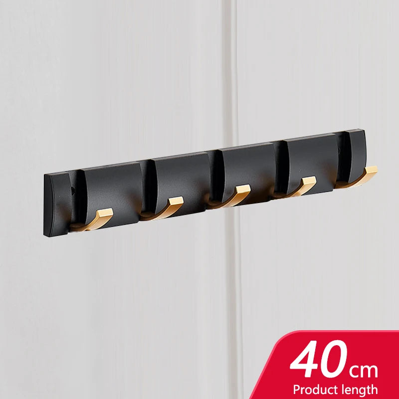 Black Golden Folding Robe Hooks Towel Hanger Nail Free Installation Wall Rack Hooks Coat Clothes Holder for Bathroom Kitchen