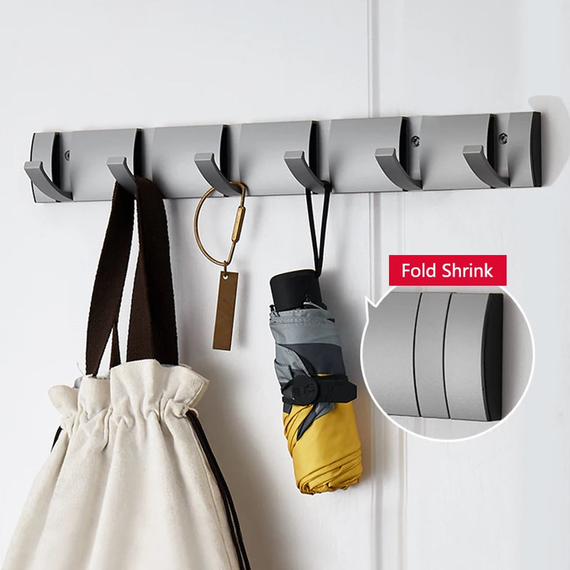 Black Golden Folding Robe Hooks Towel Hanger Nail Free Installation Wall Rack Hooks Coat Clothes Holder for Bathroom Kitchen