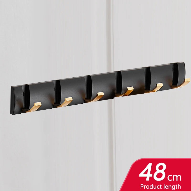 Black Golden Folding Robe Hooks Towel Hanger Nail Free Installation Wall Rack Hooks Coat Clothes Holder for Bathroom Kitchen
