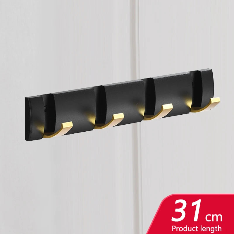 Black Golden Folding Robe Hooks Towel Hanger Nail Free Installation Wall Rack Hooks Coat Clothes Holder for Bathroom Kitchen