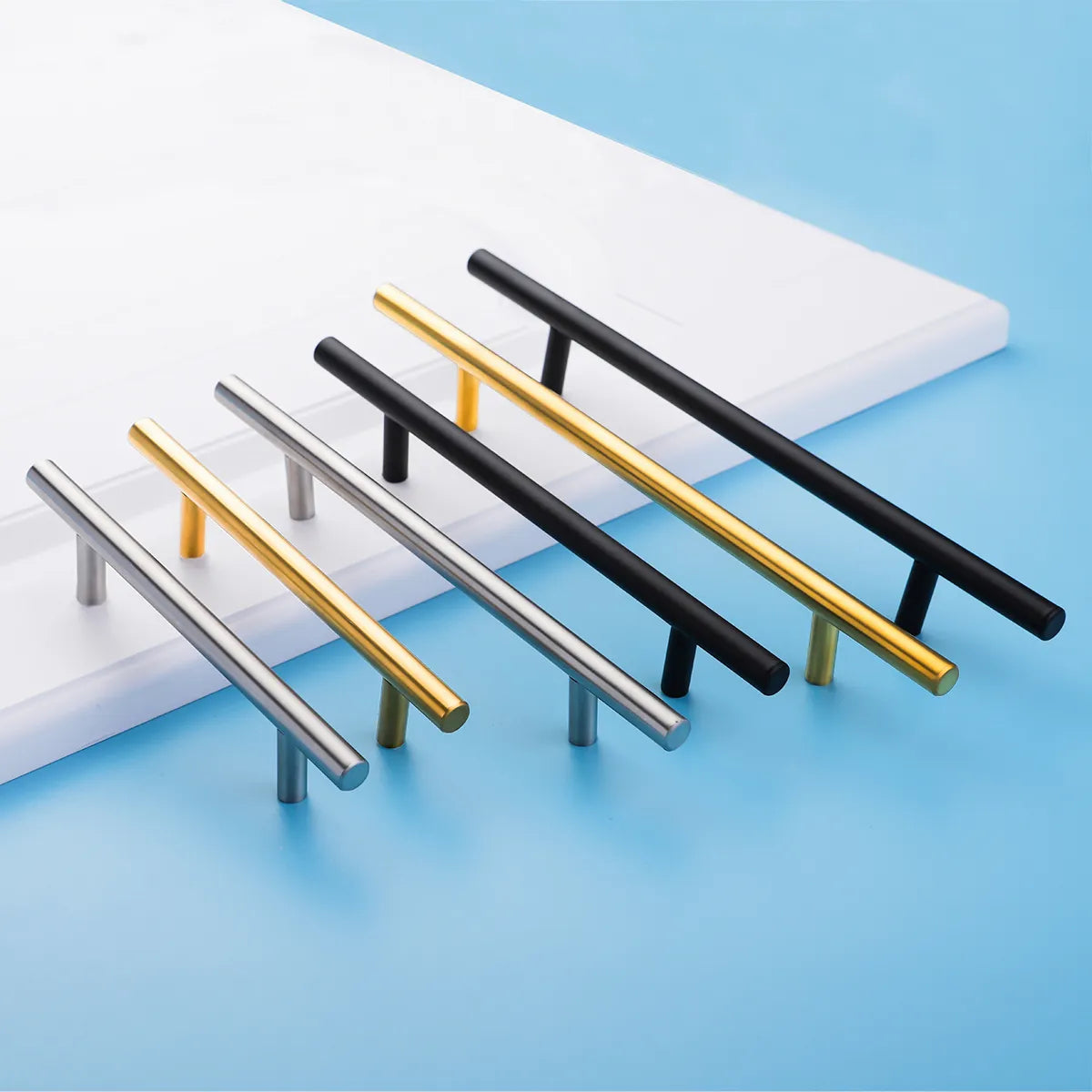 Black Golden Silver Handle Stainless Steel Kitchen Cabinet Door Knob Furniture Drawer Pull Hardware Pulls T Bar Handle