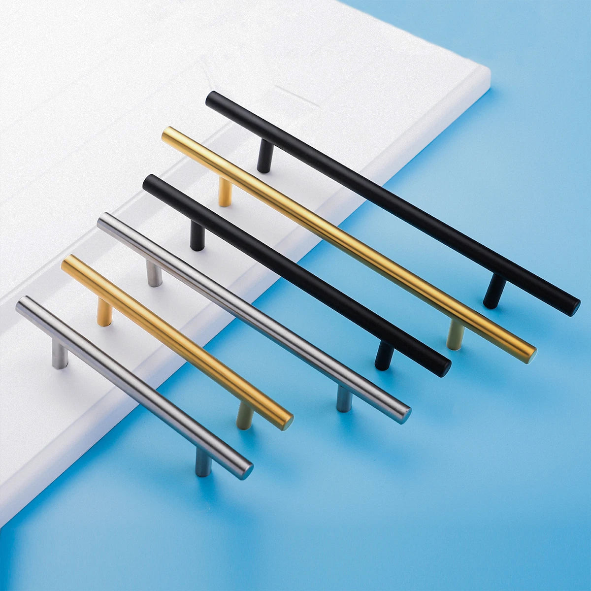 Black Golden Silver Handle Stainless Steel Kitchen Cabinet Door Knob Furniture Drawer Pull Hardware Pulls T Bar Handle