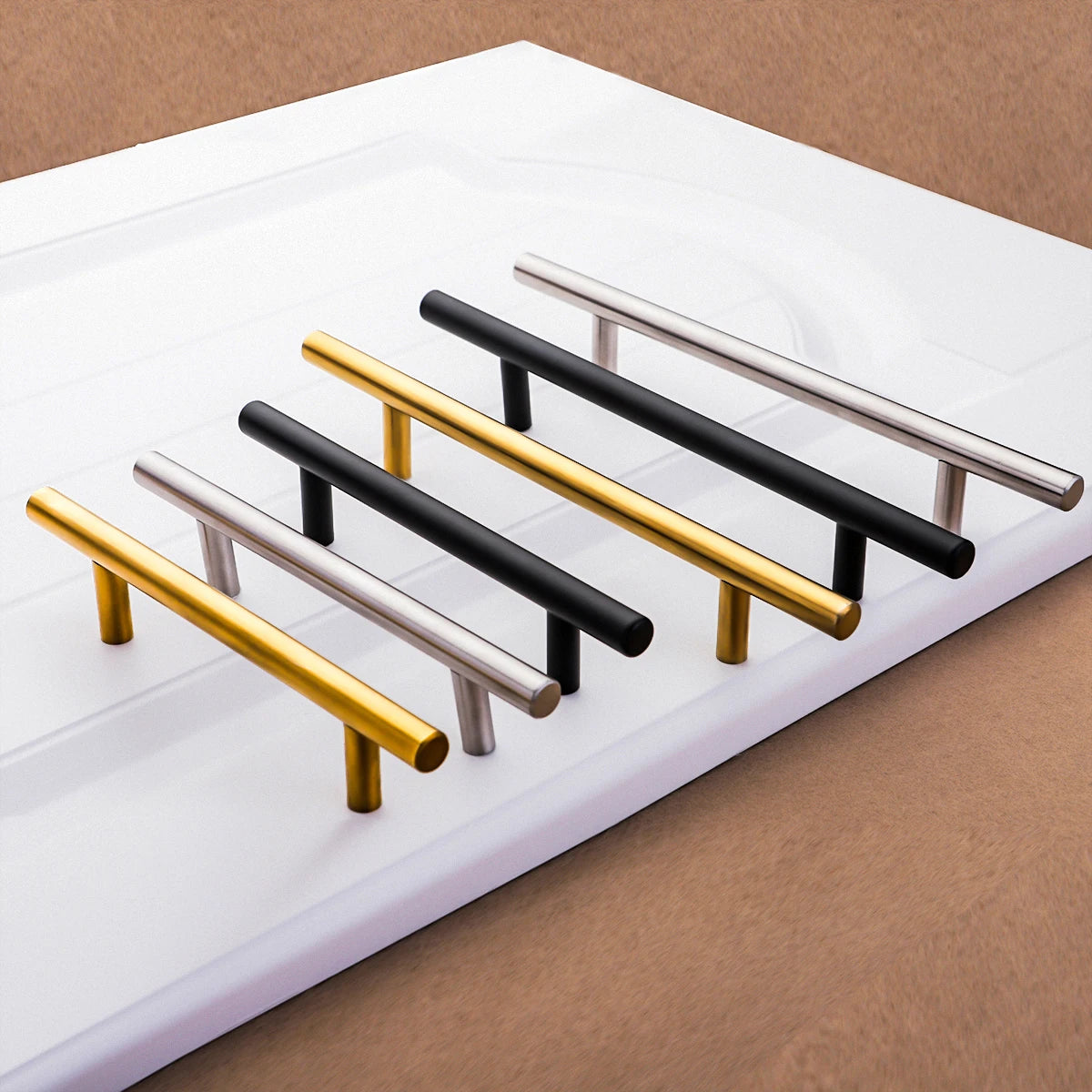 Black Golden Silver Handle Stainless Steel Kitchen Cabinet Door Knob Furniture Drawer Pull Hardware Pulls T Bar Handle