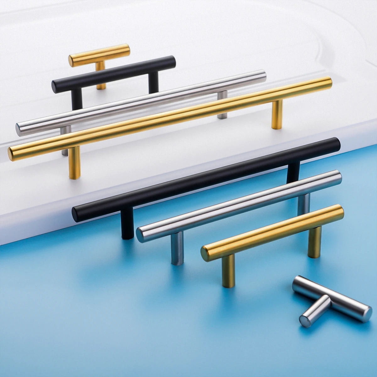 Black Golden Silver Handle Stainless Steel Kitchen Cabinet Door Knob Furniture Drawer Pull Hardware Pulls T Bar Handle
