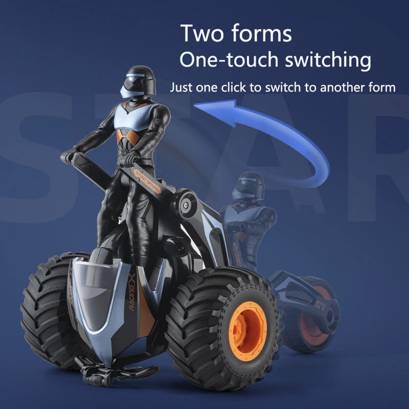 Children'S Toys 2.4g Remote Control Transforming Motorcycle 360 ° Rotation Upside Down Walking Stunt Drift Motorcycle Gifts